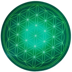 Round Energising Plate Green Flower of Life