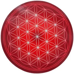 Placa energizante redonda Flor de la Vida roja