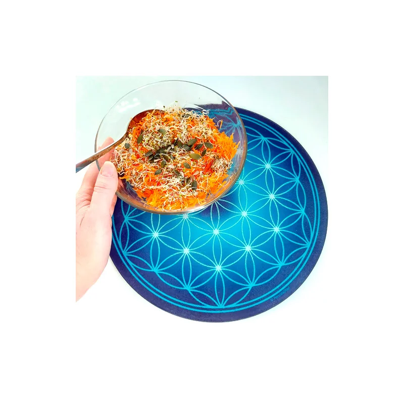 Round Energising Plate Blue Flower of Life