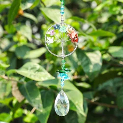 QUETO Attrape-soleil en cristaux - Pendentif arbre de vie en