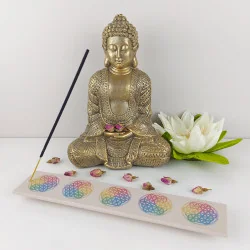 Flower of Life stone incense holder (long)