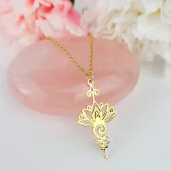 Gold-plated Unalome Lotus Flower pendant